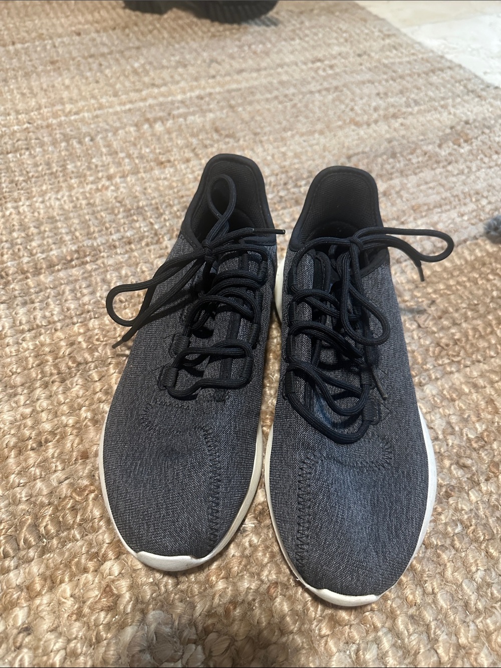 adidas Men's Black Knit Sneakers with White Soles